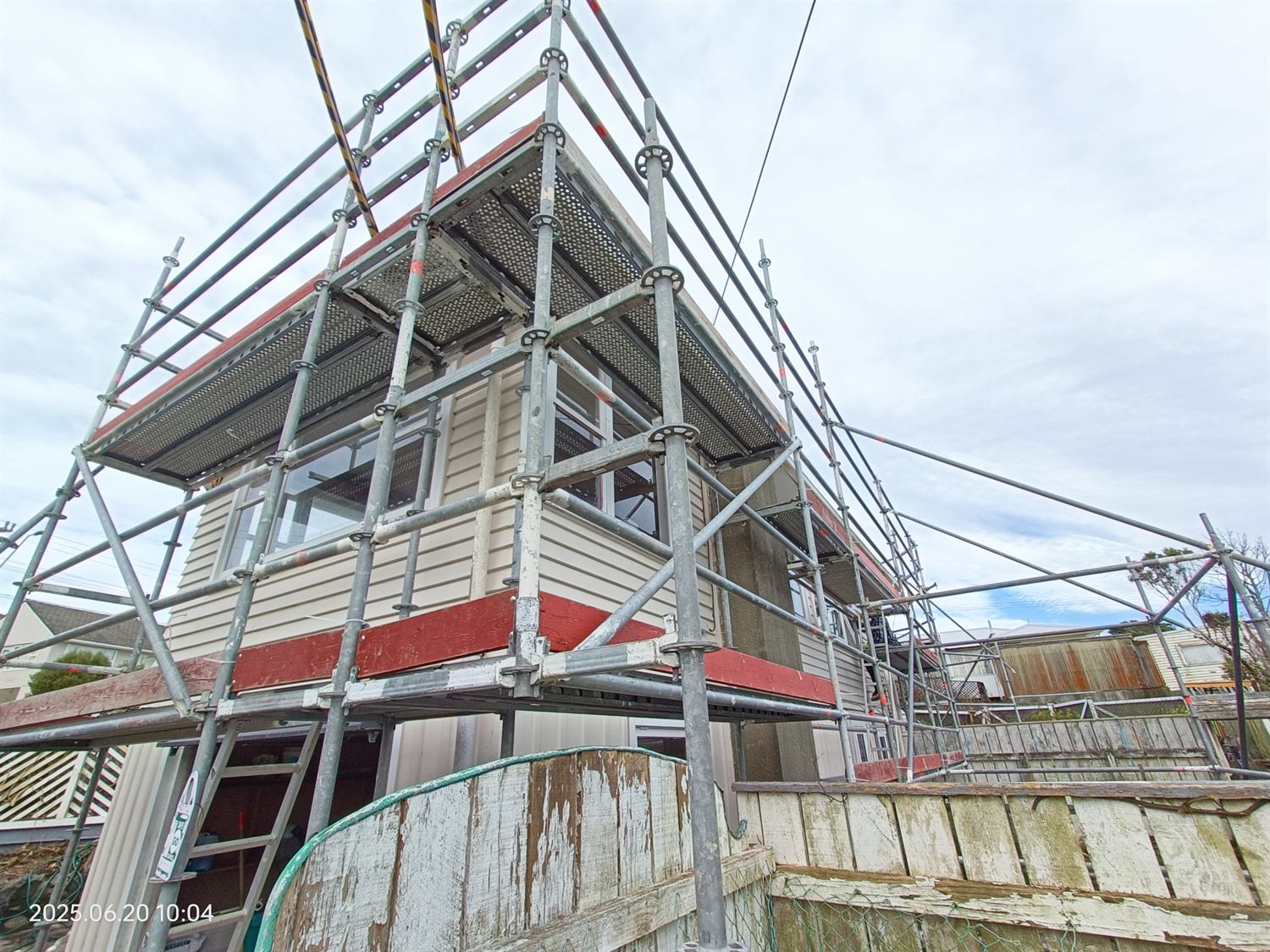 Scaffolding around the Newlands property during exterior renovation